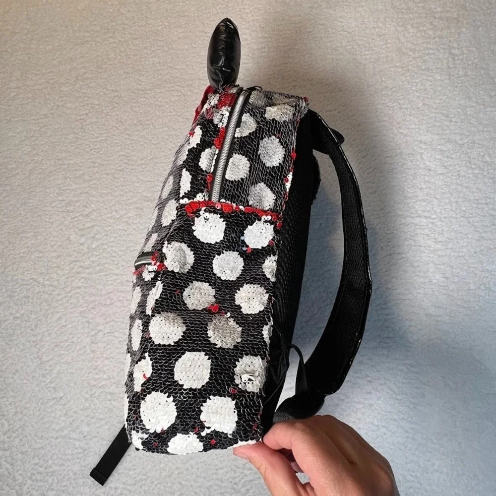 Disney Parks Minnie Mouse Reversible Sequin Polka Dot Backpack Ears Bow
